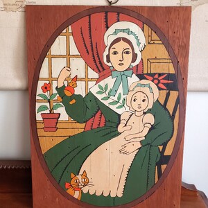 Mother and Baby Painted on Wood Panel