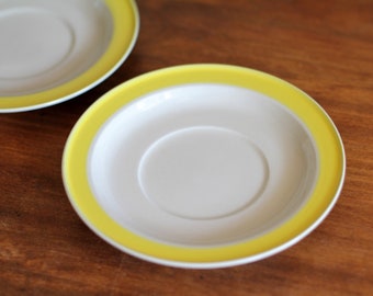 Vintage Stonecrest Yellow Rimmed 6-1/2" Saucers by Andre Ponche, Set of Two