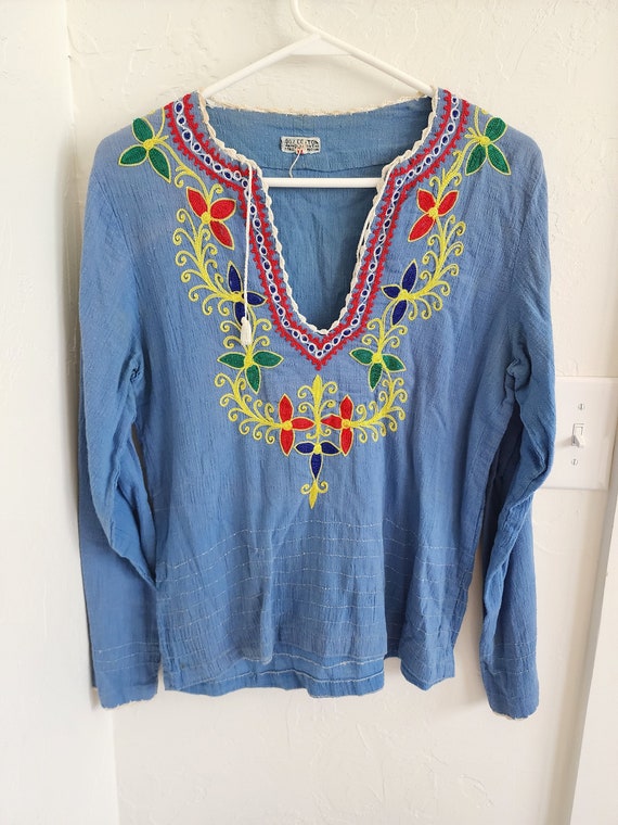 Vintage Boho Shirt, Hand Woven in India