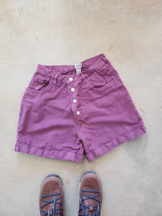 So Stanza Purple Button Up Jean Shorts - image 1
