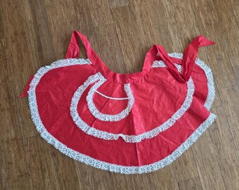 Dainty Red Apron with White Lace