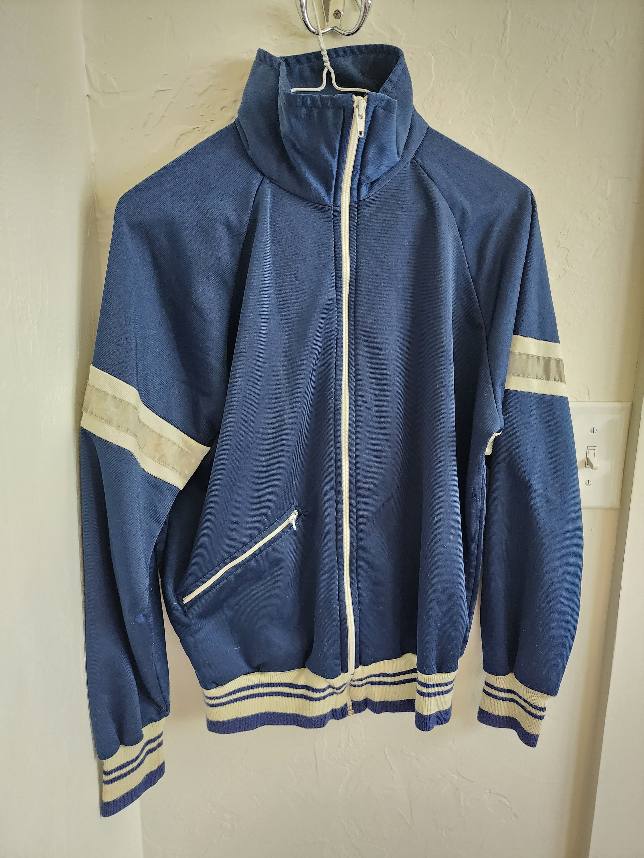 1970-80s UNKNOWN Track jacket M Blue×Navy ヴィンテージ