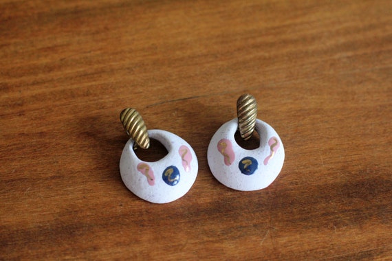 Funky Ceramic Earrings with Brass - image 1