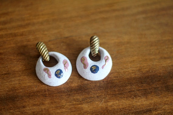 Funky Ceramic Earrings with Brass - image 5