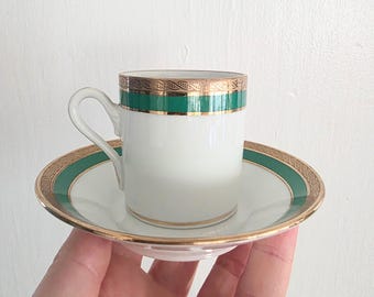 Richard Ginori Palermo Italy Demitasse in Green, Gold and White