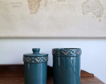Set Di Barattoli In Gres Savannah Turquoise Da 3 Pezzi, Vintage, Microonde E Lavastoviglie - 5