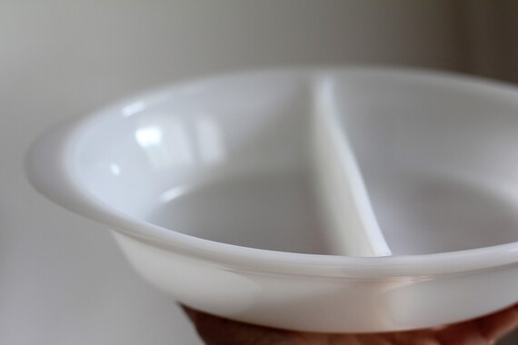 White divided top serving dish