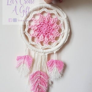 PDF PATTERN for Crochet dream catcher and cotton feathers