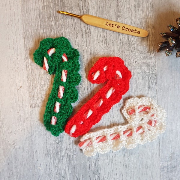 PDF PATTERN Crochet Candy Cane holder Christmas Ornament U.K and U.S Terms 2 variations