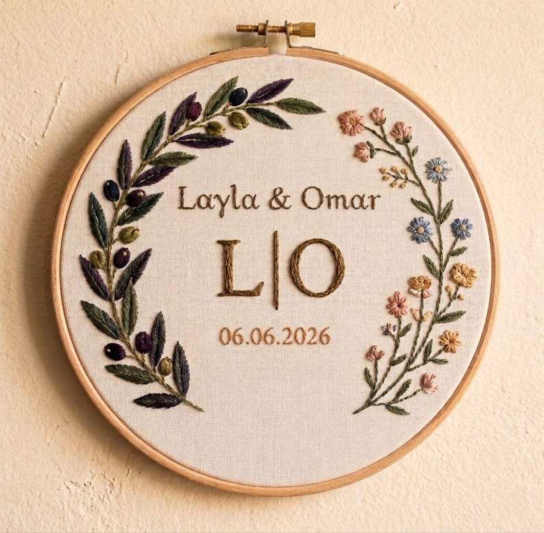 Personalized Wedding Embroidery Hoop, Custom Names & Date Gift ...