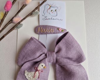 Lazo para el pelo personalizado de la época de Silly Goose – Pinza para el pelo de la era de Silly Goose para niñas, lazo con nombre personalizado, divertido accesorio para el pelo infantil, regalo hecho a mano