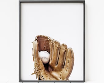 baseball print, baseball mitt print, baseball wall decor, baseball decor, sports wall decor, sports fan art, baseball wall art