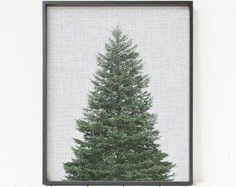 Christmas tree print, printable christmas tree wall art, christmas tree decor, evergreen tree wall art