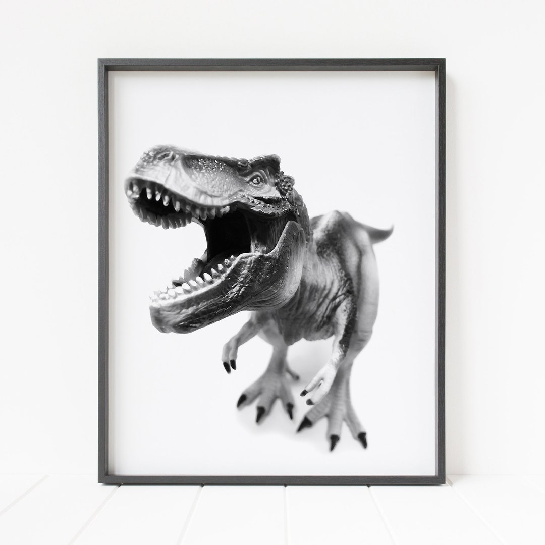 Trex Print, Dinosaur Wall Decor, Black and White Dinosaur Wall Art, T