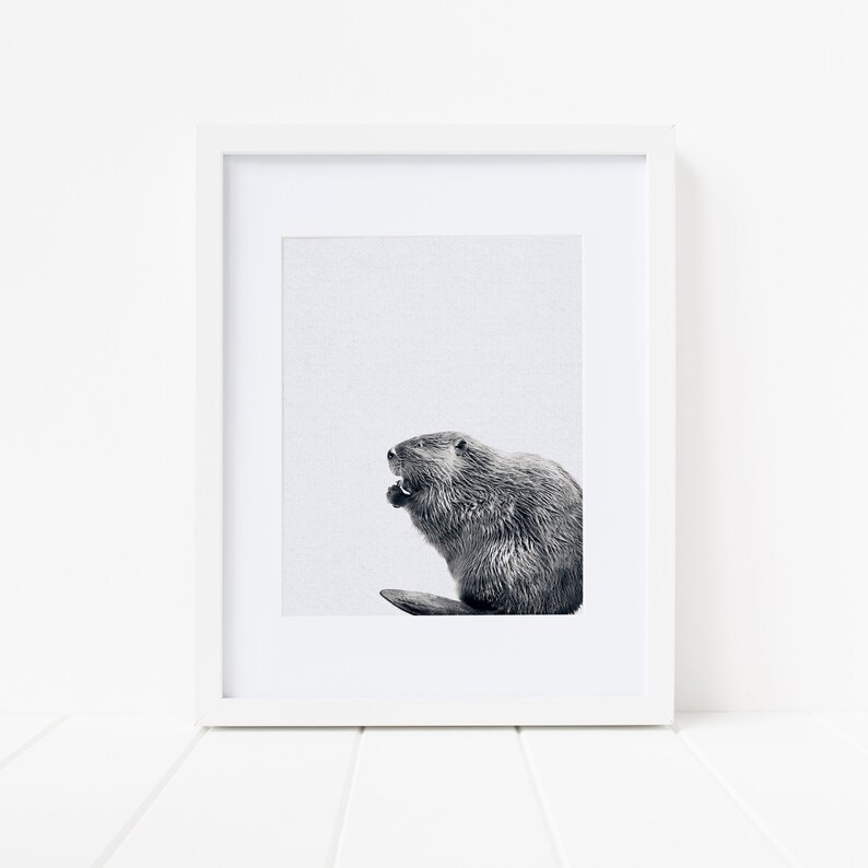 Printable Beaver Print Woodland Animal Nursery Decor Black - Etsy