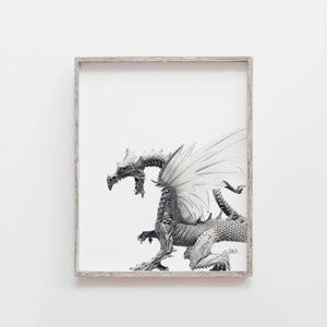 draketryck, drakeväggkonst, drakeväggdekor, fantasidekor, minimalistisk drake bild 6