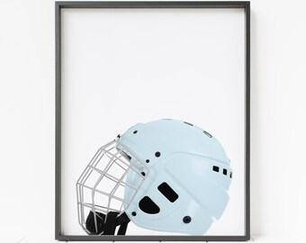 hockey helmet print, hockey decor, sports decor, hockey gift, goalie print, hockey wall art