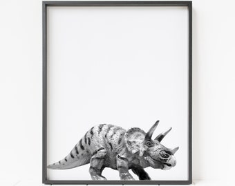 dinosaurusprint, triceratopsprint, dinosaurus kinderkamerkunst, afdrukbare dinosaurus