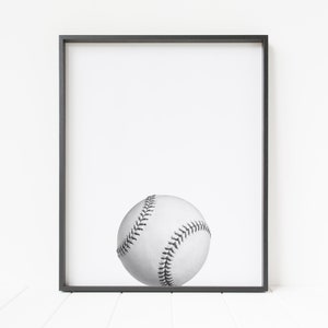 baseball print, baseball decor, black and white baseball wall art, minimalist baseball wall decor, printable baseball