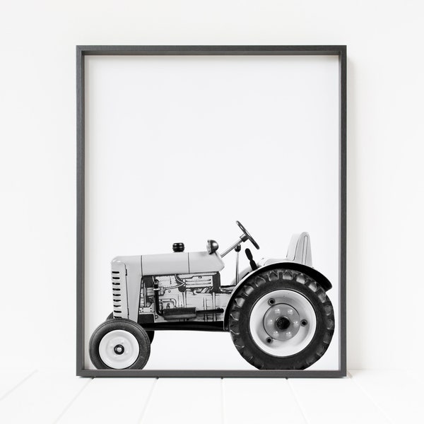 tractor print, black and white tractor decor, tractor nursery art, farm decor, tractor nursery print