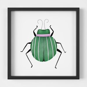beetle print, beetle wall art, beetle wall decor, green beetle, insect decor, cute beetle art, beetle nursery decor