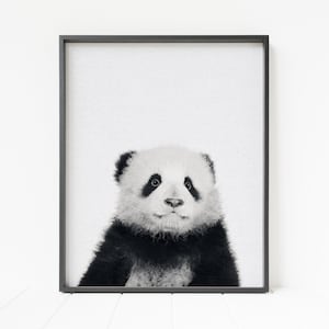 panda print, panda decor, panda wall art, minimalist nursery wall decor image 1