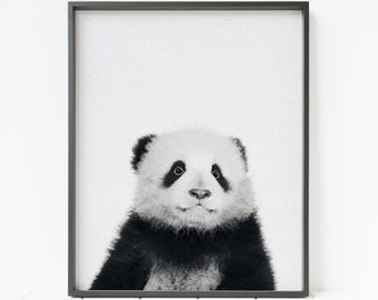panda print, panda decor, panda wall art, minimalist nursery wall decor