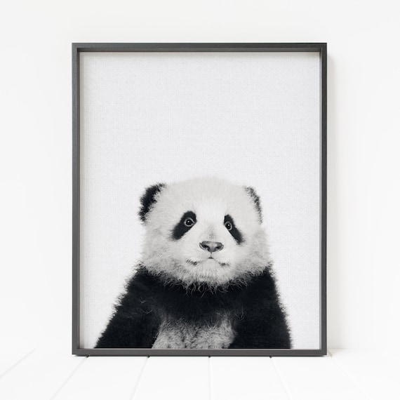 panda print, panda decor, panda wall art, minimalist nursery wall decor
