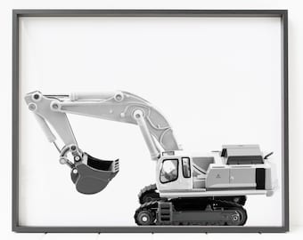 excavator print, construction print, construction wall art, truck nursery decor