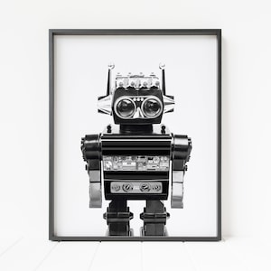 robot wall decor, robot print, robot poster, robot decor, minimalist robot art, robot nursery decor