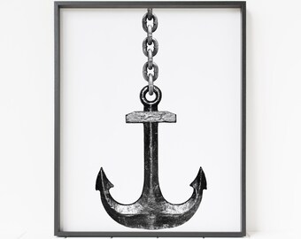 ship anchor print, nautical decor, ocean decor, maritime print, pirate wall art
