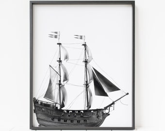 nautical wall art, ship print, sailboat print, clipper ship, pirate ship, printable boat wall art