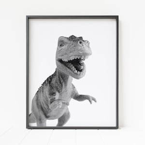 t-rex wall decor, dinosaur print, dinosaur decor, black and white t-rex print, nursery decor, children&#39;s art print, dinosaur poster
