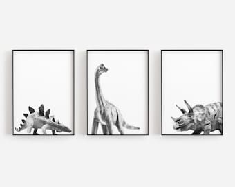 SET of 3 dinosaur prints, stegosaurus print, apatosaurus print, triceratops print, printable wall art, printable dinosaur wall art