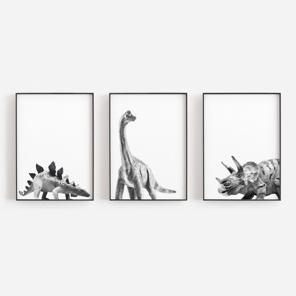 SET of 3 dinosaur prints, stegosaurus print, apatosaurus print, triceratops print, printable wall art, printable dinosaur wall art