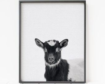 goat print, goat nursery art, PRINTABLE goat wall art, farm nursery decor, minimalist nursery