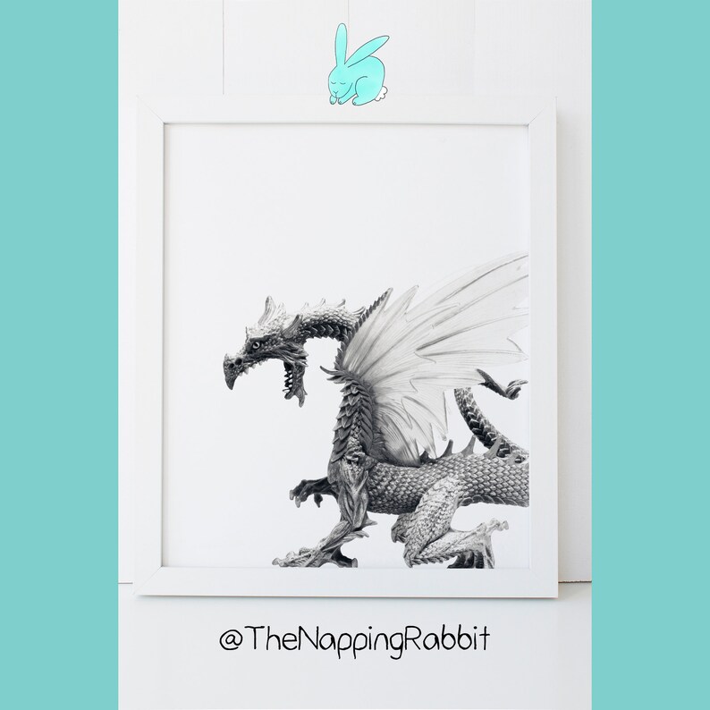 draketryck, drakeväggkonst, drakeväggdekor, fantasidekor, minimalistisk drake bild 9