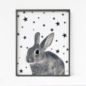 Bunny Print, Printable Bunny, Rabbit Wall Art, Bunny Wall Art, Woodland Animal Decor