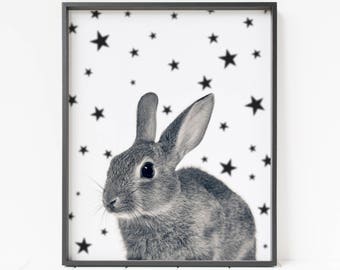 Bunny Print, Printable Bunny, Rabbit Wall Art, Bunny Wall Art, Woodland Animal Decor