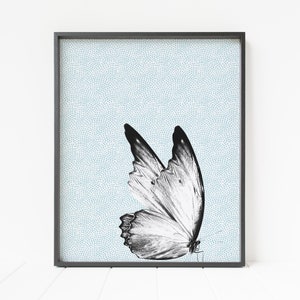 butterfly print, butterfly wall art, black and white butterfly, butterfly nursery art