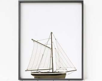 sailboat print, printable boat wall art, color sailboat art, nautical decor, maritime decor