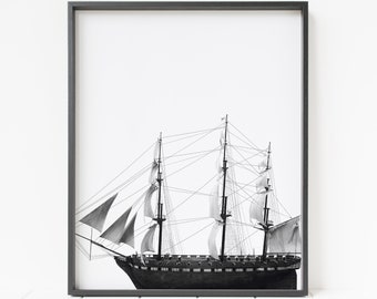 clipper ship wall art, maritime decor, nautical nursery art, coastal decor, boat print