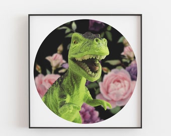 t rex print, tyrannosaurus rex printable wall art, dinosaur print, maximalist dinosaur decor
