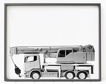 crane truck print, construction print, printable truck, construction truck decor