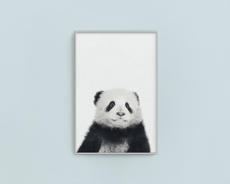 panda print, panda decor, panda wall art, minimalist nursery wall decor image 5