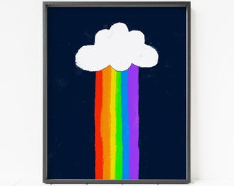 stampa arcobaleno, stampa nuvola, arte murale arcobaleno, arte murale nuvola, arte murale per bambini
