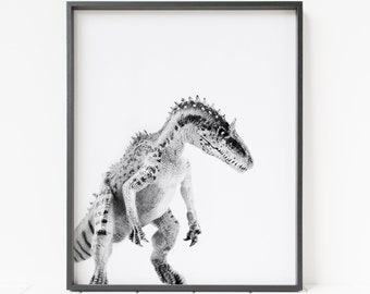 Dinosaurier Druck, schwarz weisse Dinosaurier Wandkunst, Kinderzimmer Kunst