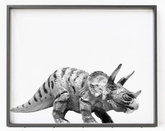 triceratopsprint, dinosaurusprint, dinosaurusdecor, dinosauruskunst aan de muur, afdrukbare dinosaurus