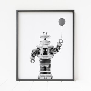robot print, robot nursery decor, minimalist robot wall art, children's robot decor