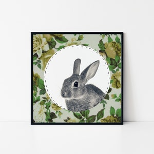 bunny print, rabbit print, woodland animal decor, woodland nursery, printable rabbit wall art